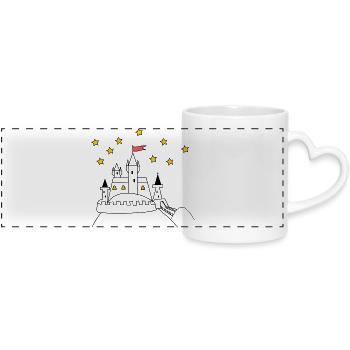 Castle - Panoramic mug with heart handle - white - Front
