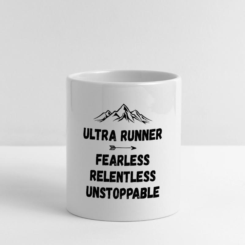 Ultra Runner - Intrépide. Implacable. Imparable. Mug panoramique avec anse en forme de cœur