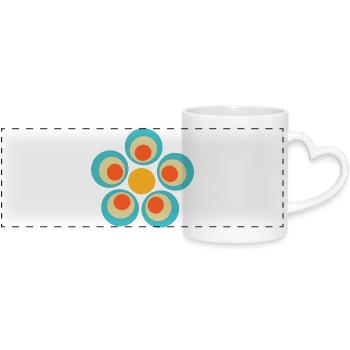 des années 70 motif de fleur - Mug panoramique avec anse en forme de cœur - blanc - Devant