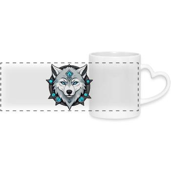 Loup de glace - Mug panoramique avec anse en forme de cœur - blanc - Devant
