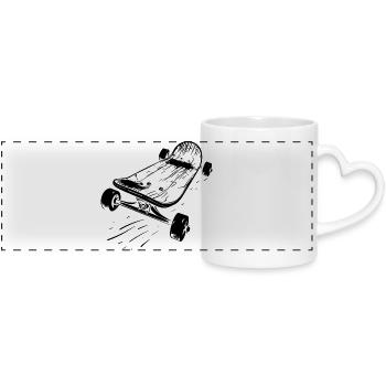 Skateboard - Panoramic mug with heart handle - white - Front