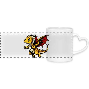 Dragon - Panoramic mug with heart handle - white - Front