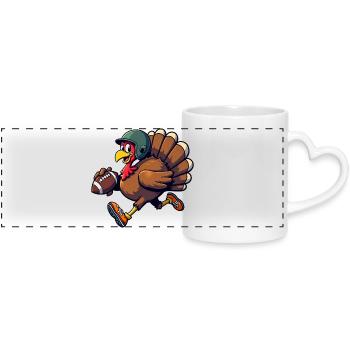 Thanksgiving Football Truthahn - Panoramatasse mit Herzhenkel - Weiß - Vorne