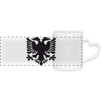 Doppeladler Silhouette Albanien - Panoramatasse mit Herzhenkel - Weiß - Vorne