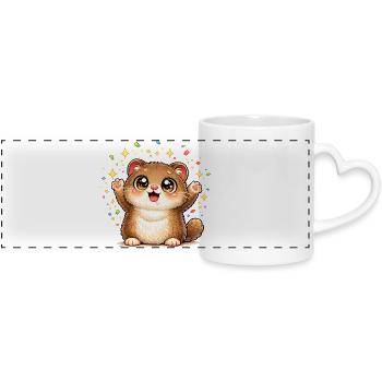 Cuddly Kitten Jubilee Party - Panoramic mug with heart handle - white - Front