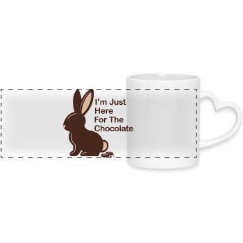 Je suis juste ici pour du Schokoladen Osterhase au chocolat - Mug panoramique avec anse en forme de cœur - blanc - Devant