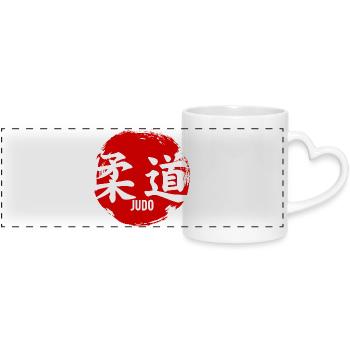 Judo 柔道 Circle Kanji Japanese Martial Art - Panoramic mug with heart handle - white - Front