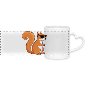 Schicke Eichhörnchen-Sonnenbrille - Panoramatasse mit Herzhenkel - Weiß - Vorne