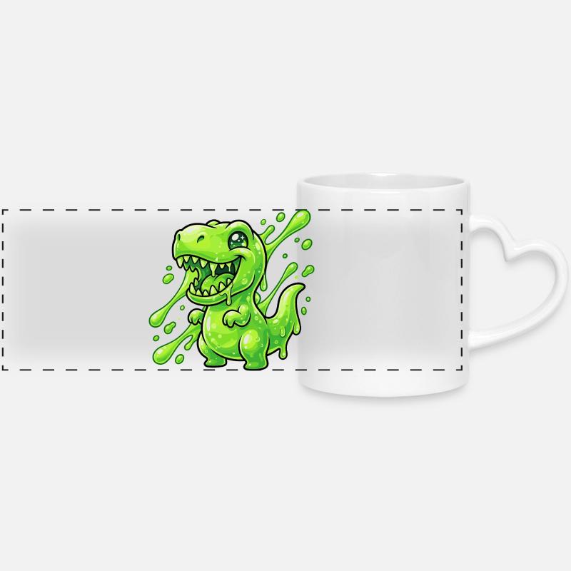 Dino vert blob - Mug panoramique avec anse en forme de cœur - blanc