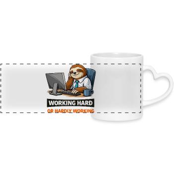 Sloth at Desk: Work Hard Meme - Panoramic mug with heart handle - white - Front