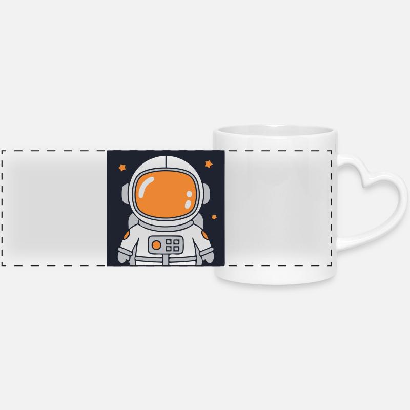 Frenchie Astronaut Space Colorful - Panoramic mug with heart handle - white