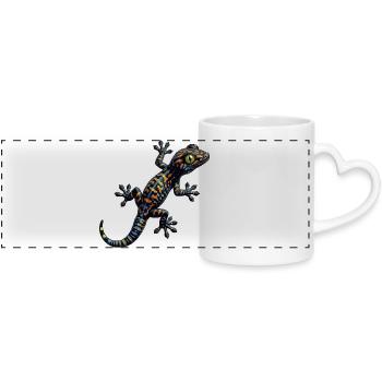 Gecko-Kletterungen - Panoramatasse mit Herzhenkel - Weiß - Vorne