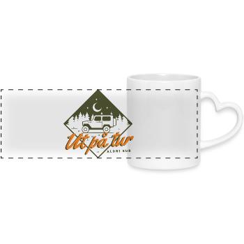 En voyage, ne jamais s'arrêter – Conception de camping norvégienne - Mug panoramique avec anse en forme de cœur - blanc - Devant