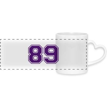 89 - Panoramic mug with heart handle - white - Front