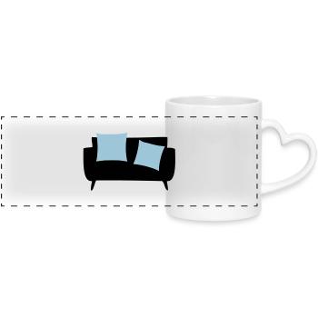 Sleeper sofa & Pillows - Panoramic mug with heart handle - white - Front