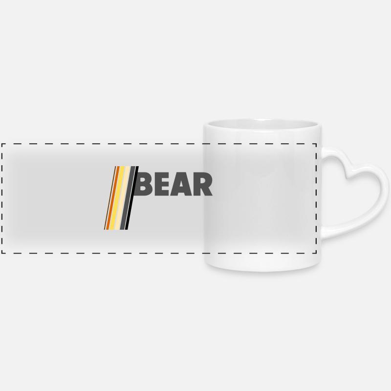 Bear - Panoramic mug with heart handle - white