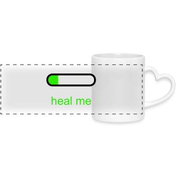 Heal Me - Panoramic mug with heart handle - white - Front
