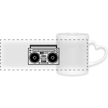8bit Pixel Boombox - Panoramatasse mit Herzhenkel - Weiß - Vorne