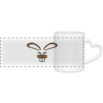 Hase Kaninchen Häschen Cartoon Kleintier niedlich - Panoramatasse mit Herzhenkel - Weiß - Vorne
