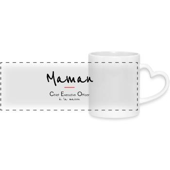 Maman - Mug panoramique avec anse en forme de cœur - blanc - Devant