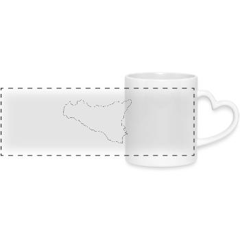 carte sicilienne - Mug panoramique avec anse en forme de cœur - blanc - Devant