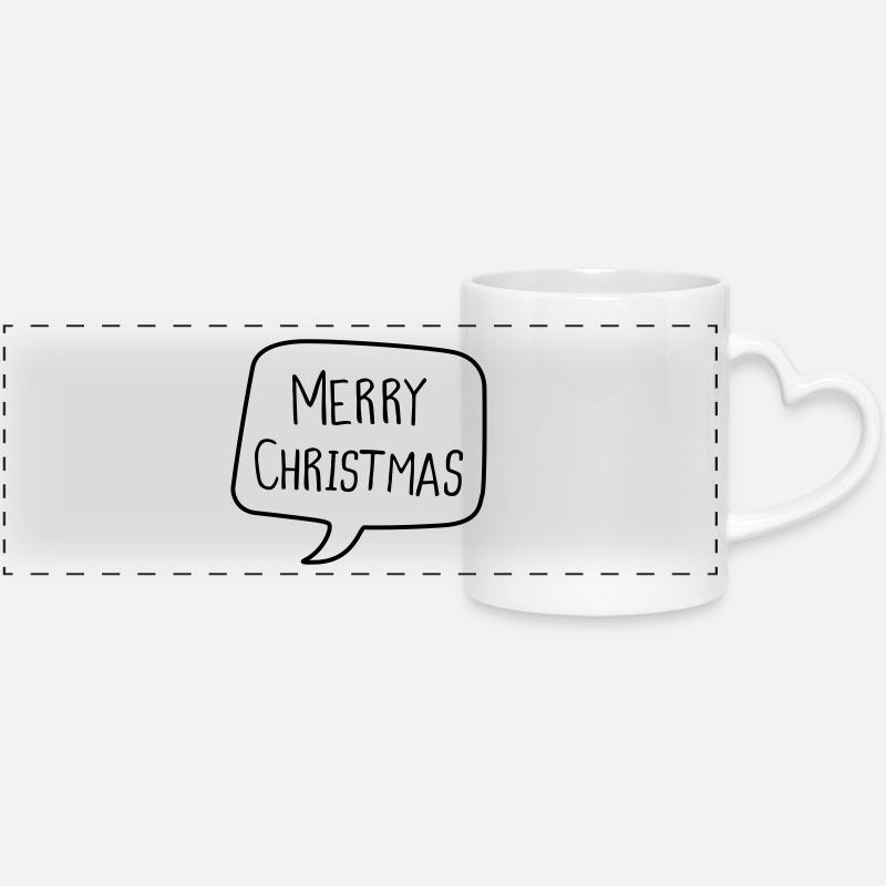 MERRY CHRISTMAS - Panoramatasse mit Herzhenkel - Weiß