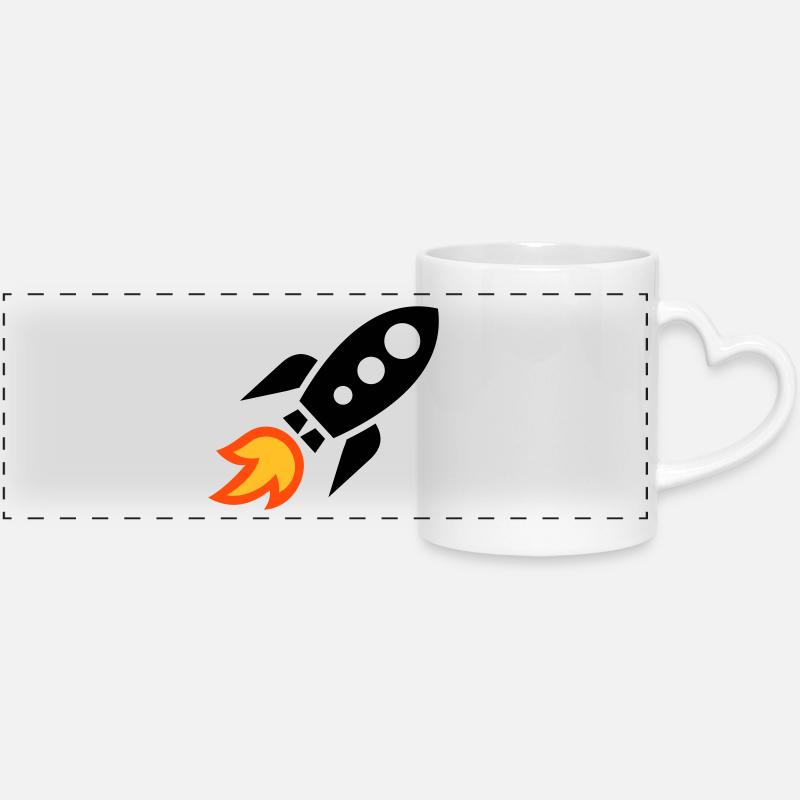 Rocket - Panoramic mug with heart handle - white