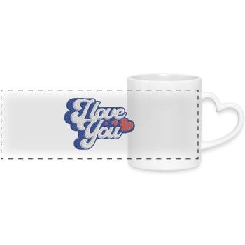 I Love you - message d'amour - Mug panoramique avec anse en forme de cœur - blanc - Devant