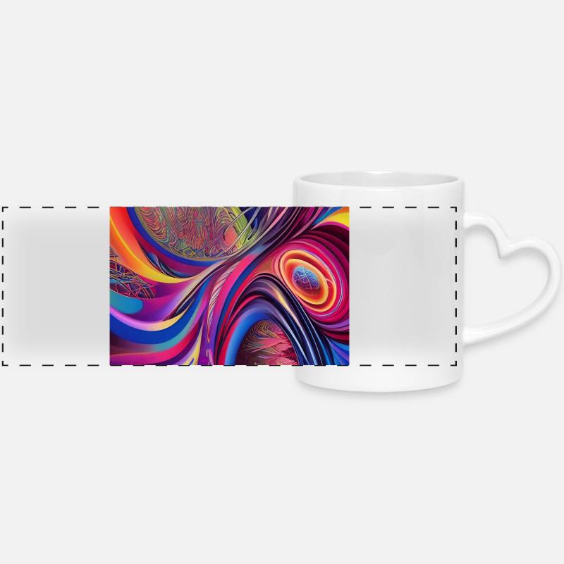 Art abstrait - Mug panoramique avec anse en forme de cœur - blanc