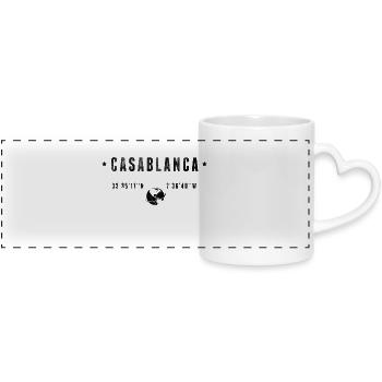 Casablanca Coordonnées Géographiques Stylisées - Mug panoramique avec anse en forme de cœur - blanc - Devant