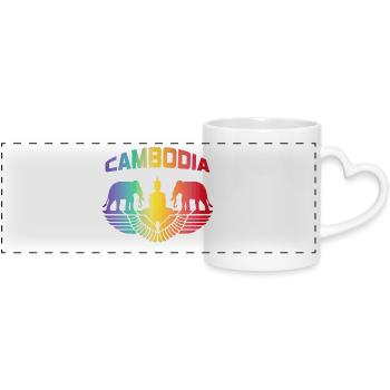 Cambodge éléphants avec Bouddha / Cadeau - Mug panoramique avec anse en forme de cœur - blanc - Devant
