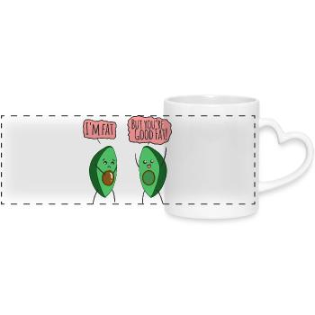 Avocado Witz: Fett-Punchlines - Panoramatasse mit Herzhenkel - Weiß - Vorne