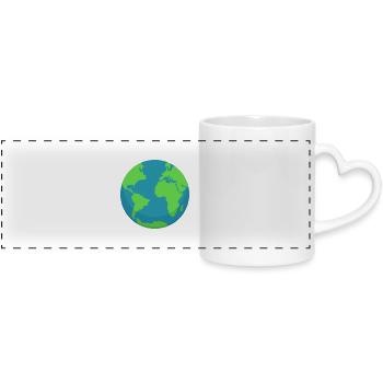 Planet Earth Minimalist – Style Travel & Éco - Mug panoramique avec anse en forme de cœur - blanc - Devant