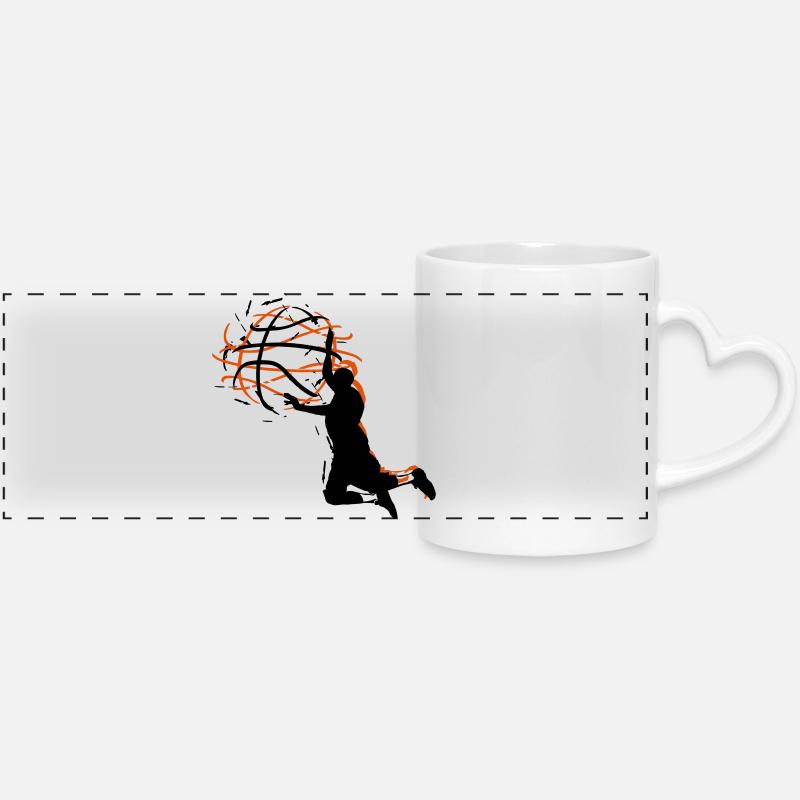 basketball - Panoramic mug with heart handle - white