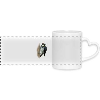 Colorful woodpecker shirt gift bird nature animal nectar - Panoramic mug with heart handle - white - Front
