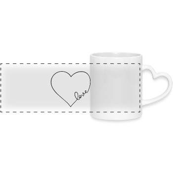 Minimalist Love - Panoramic mug with heart handle - white - Front