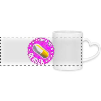 Affirmation humoristique de la pilule dans un style rétro - Mug panoramique avec anse en forme de cœur - blanc - Devant