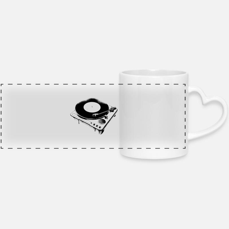 vynil player ! - Panoramic mug with heart handle - white