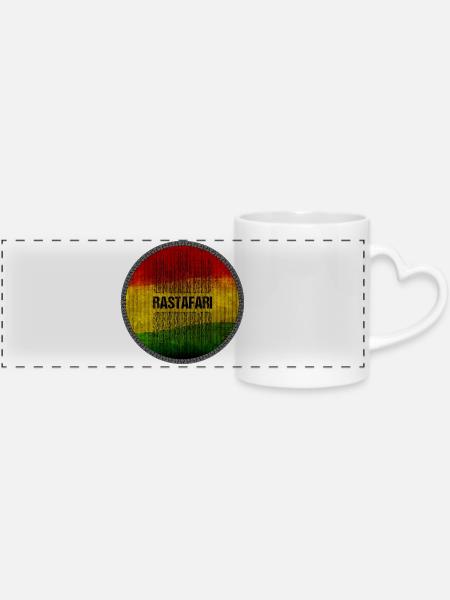 reggae rasta life - Panoramatasse mit Herzhenkel - Weiß
