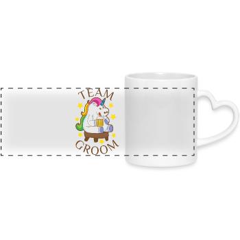 Team Groom Unicorn Partner Look Bachelor Fun - Panoramic mug with heart handle - white - Front