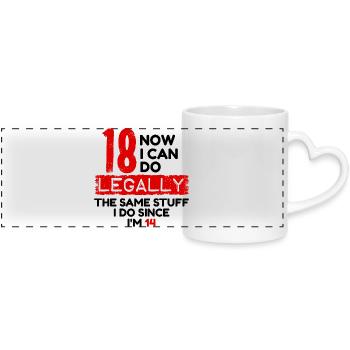 Anniversaire de 18 ans en disant drôle d'humour - Mug panoramique avec anse en forme de cœur - blanc - Devant