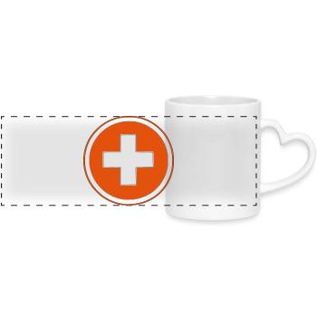swisscross Swiss Cross white red - Panoramic mug with heart handle - white - Front