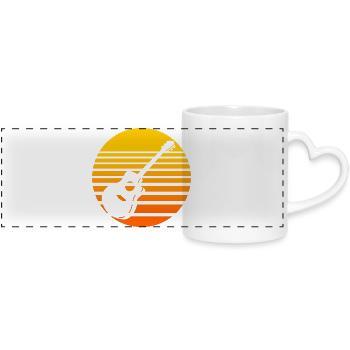 Retro Sonnenuntergang mit Gitarre Design - Panoramatasse mit Herzhenkel - Weiß - Vorne