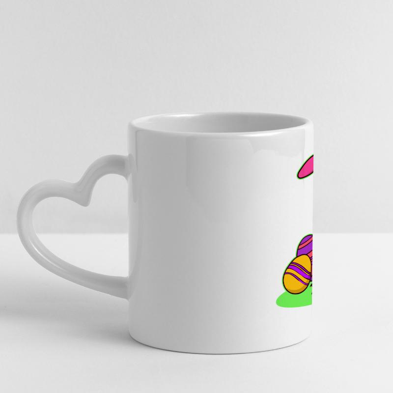 Easter chick chick easter happy easter eggs Panoramic mug with heart handle