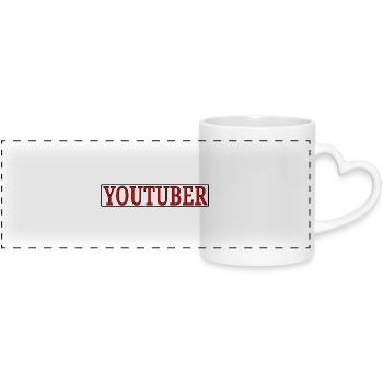 Youtuber Schriftzug - Panoramatasse mit Herzhenkel - Weiß - Vorne
