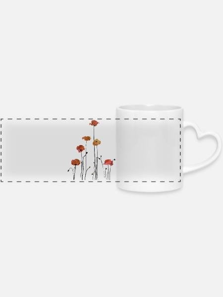 Mohnblume Klatschmohn - Panoramatasse mit Herzhenkel - Weiß