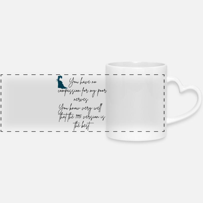 Humor Jane Austen - Panoramic mug with heart handle - white