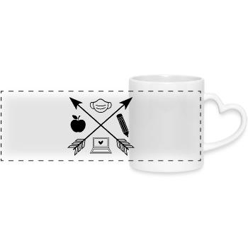 Teacher Teacher Symbols School Uni Mask Gift - Panoramic mug with heart handle - white - Front