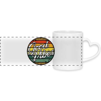 Retro Vintage Feel Good - Panoramic mug with heart handle - white - Front