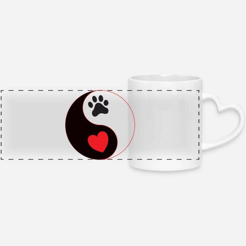 Hund - yin & yang Pfote mit Herz Hundeschule Gassi - Panoramic mug with heart handle - white